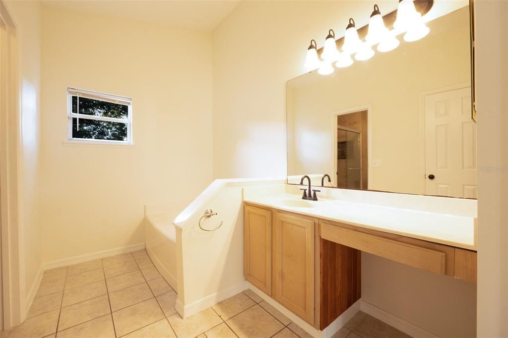 Primary ensuite bath towards garden tub.