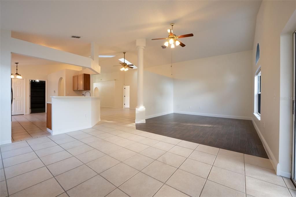 Rear living area towards kitchen.