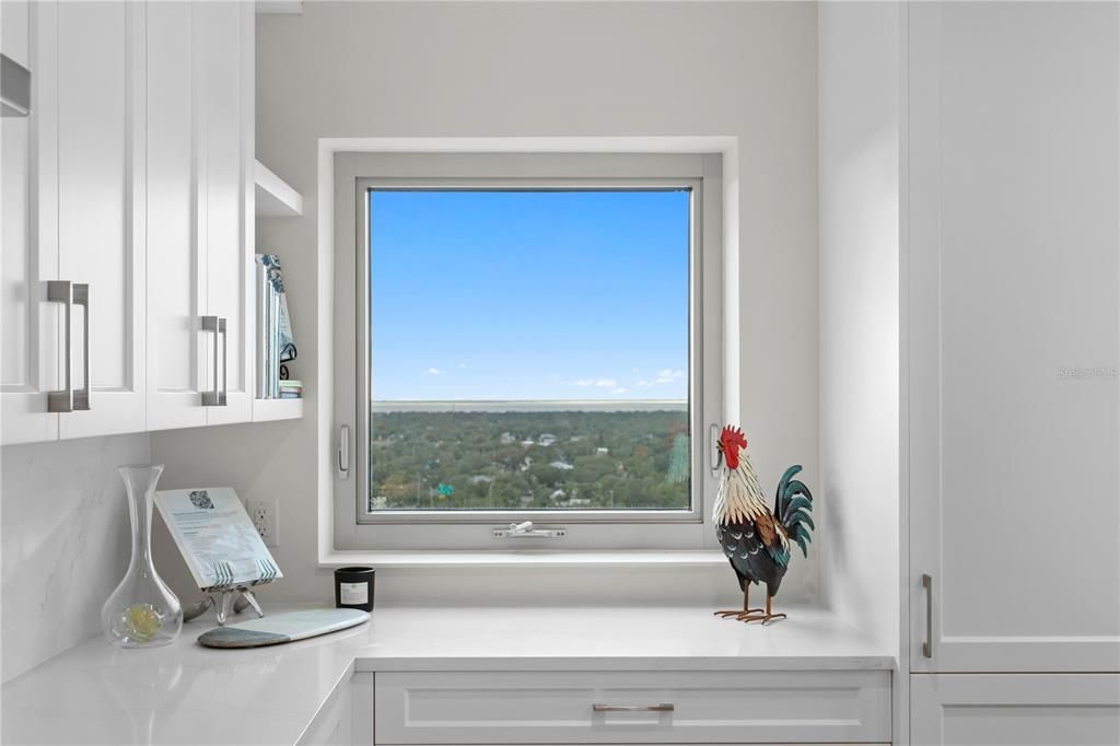 Stunning views within the kitchen overlooking Old Tampa Bay!