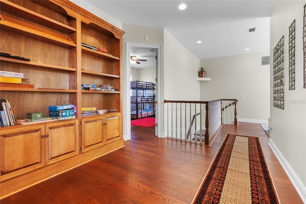 Hallway with Built-in Bookcase