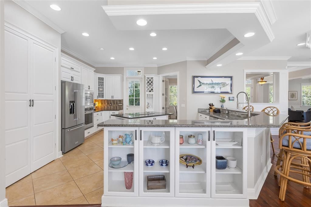 Kitchen View with Glass Cabinets