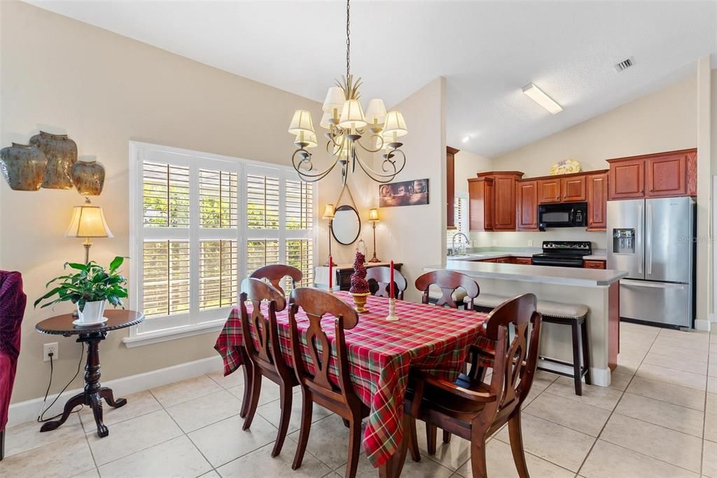 Dining Area overlooks kitchen and living room