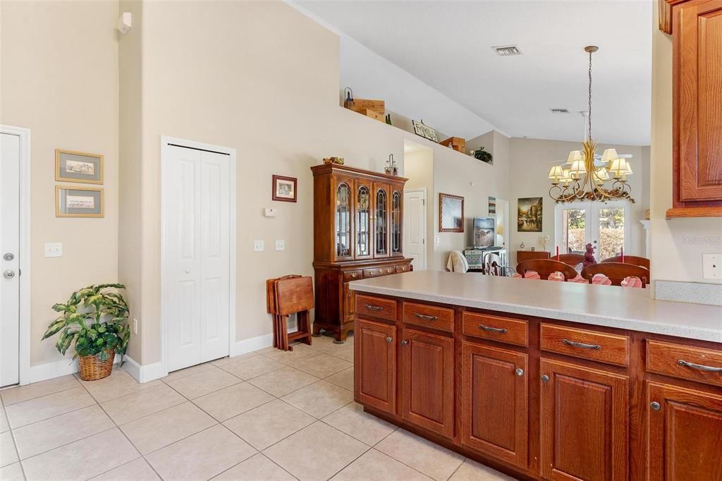 Kitchen overlooks dining and living room