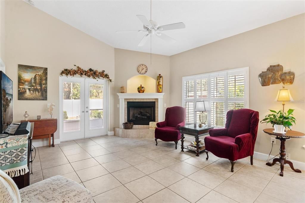 Living Room features gas burning fireplace.