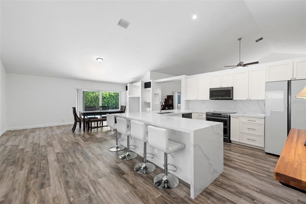 Kitchen and family room