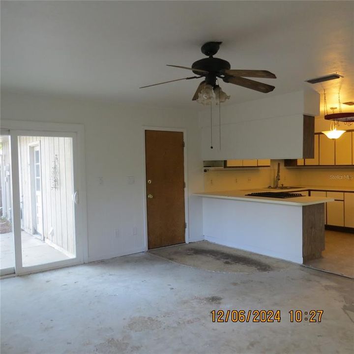 View from Family room to kitchen