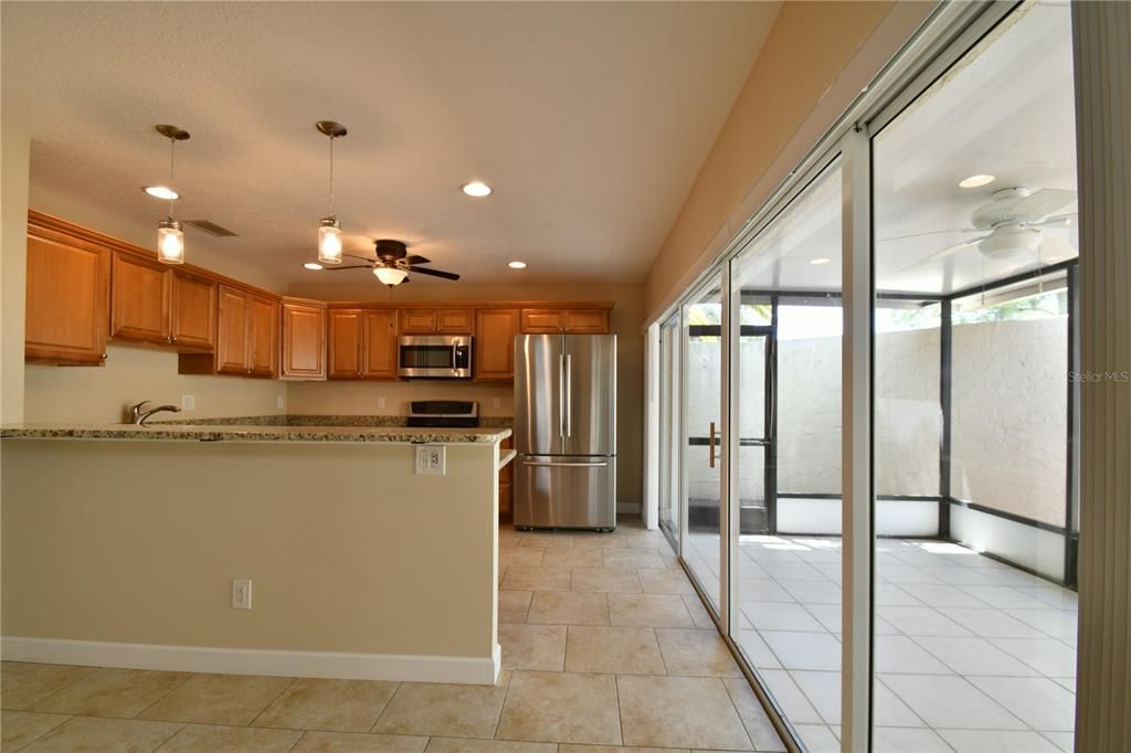 Large kitchen with space for stools