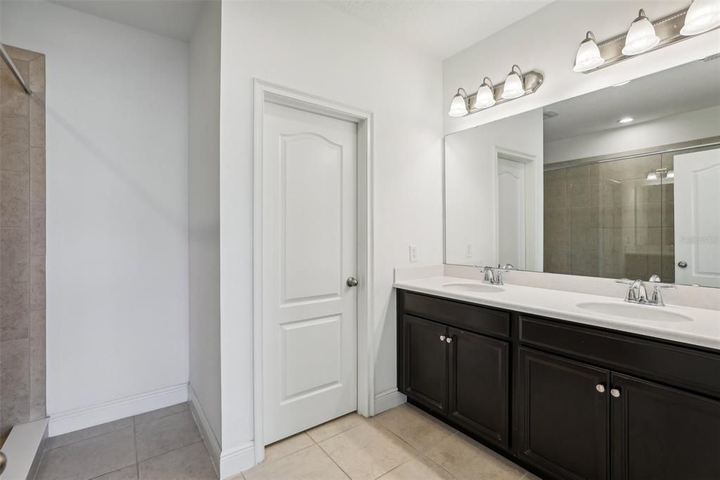 Primary Bathroom with Double Sinks and a HUGE WALK IN SHOWER