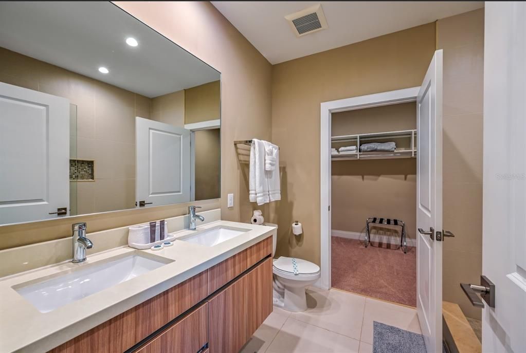 Primary Bath - Dual Sinks with View of walk in Closet