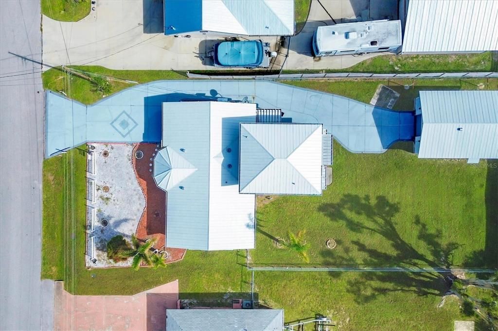 Sky view of the property