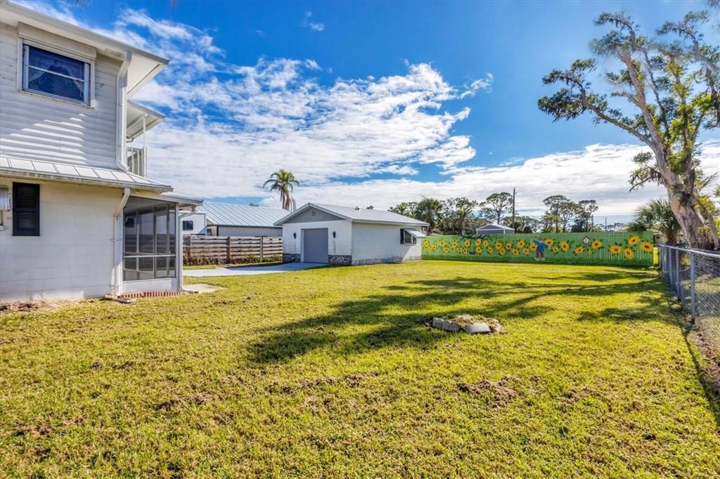 Large backyard and 2 Car Detached Garage