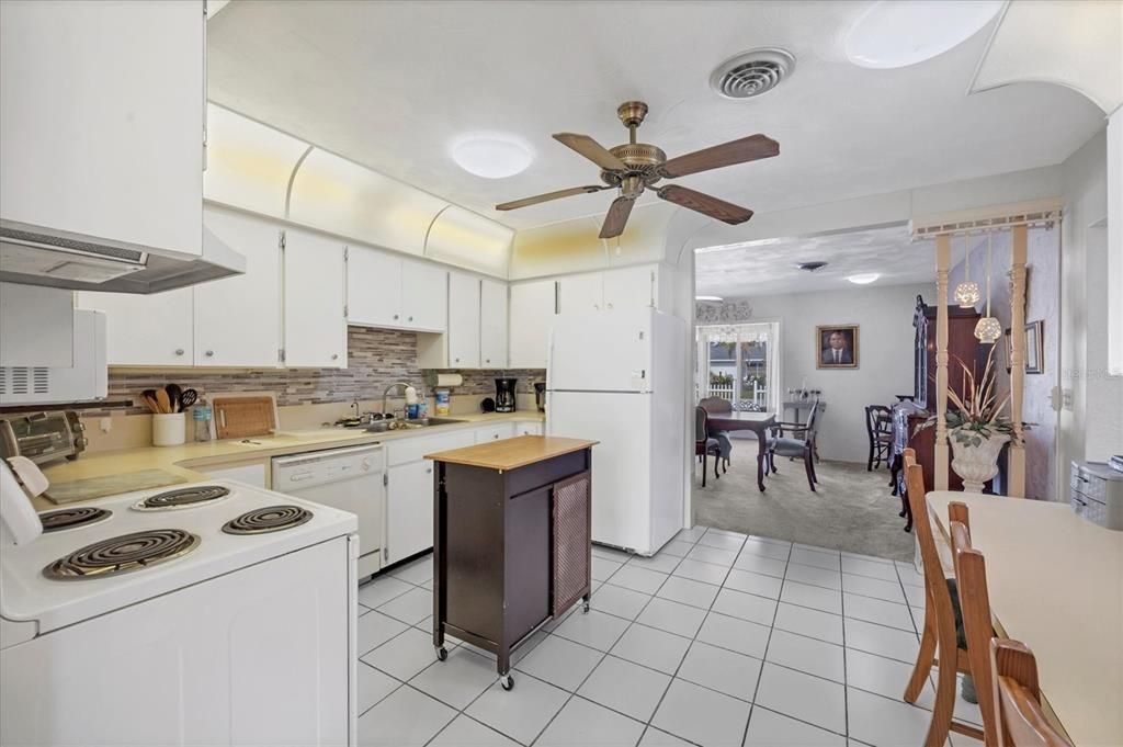 Kitchen between the front dining room and back living room