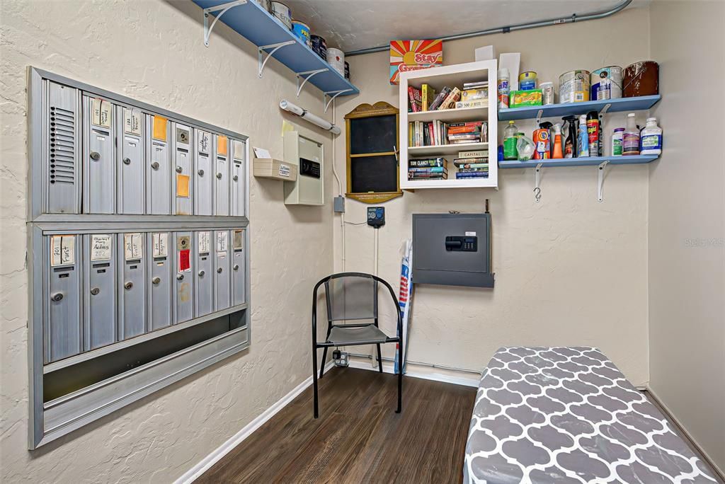 The community mailbox room.