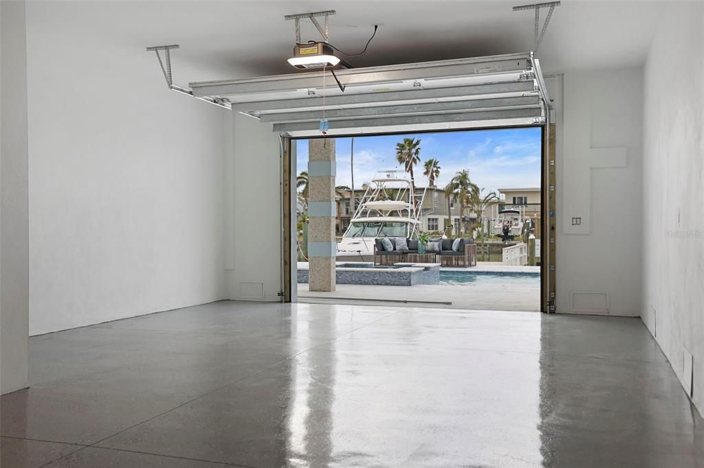 Garage Door Leading to Backyard