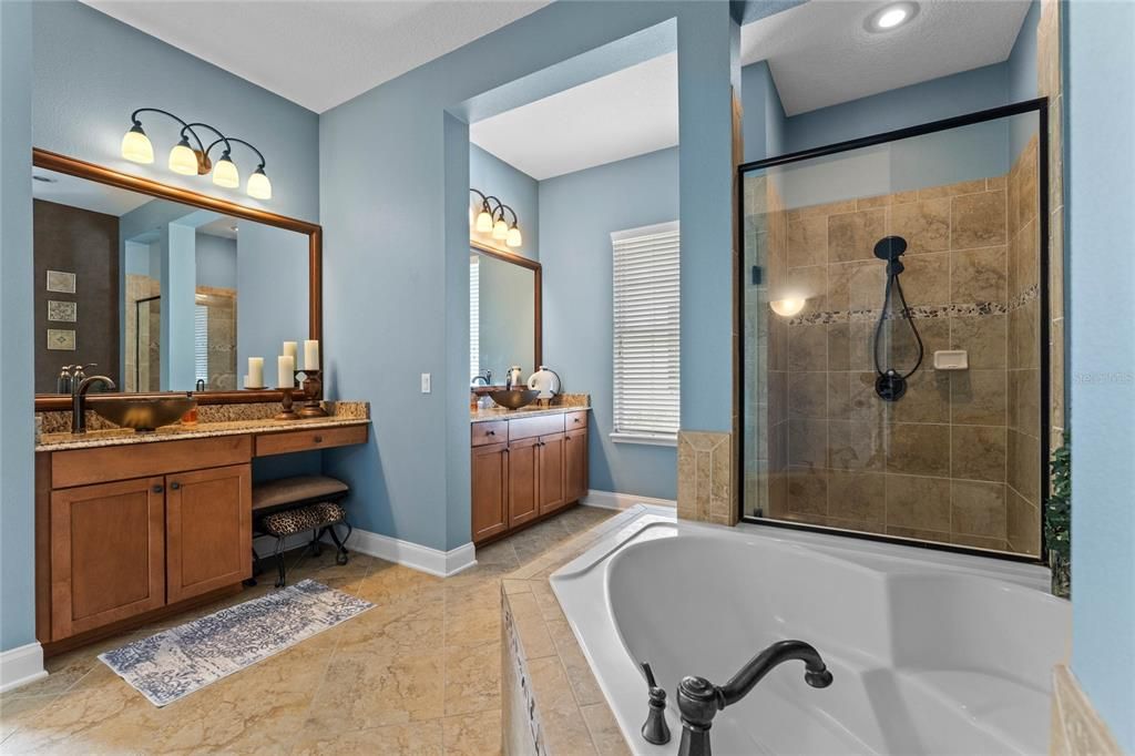 Primary Bathroom with Walk in Shower & Garden Tub