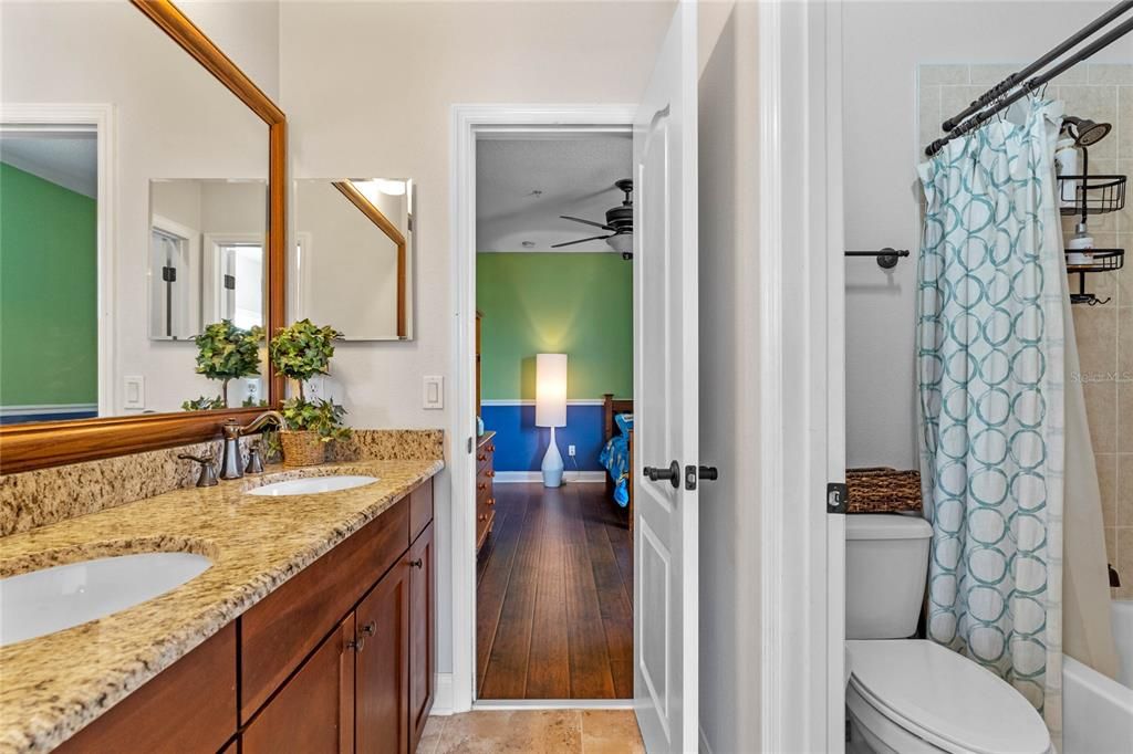 Jack & Jill Bathroom with Dual sinks between Bedrooms 3 & 4