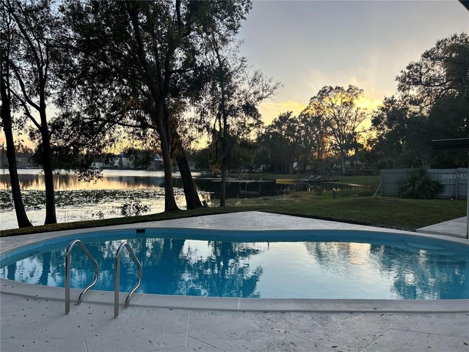 pool at sunset