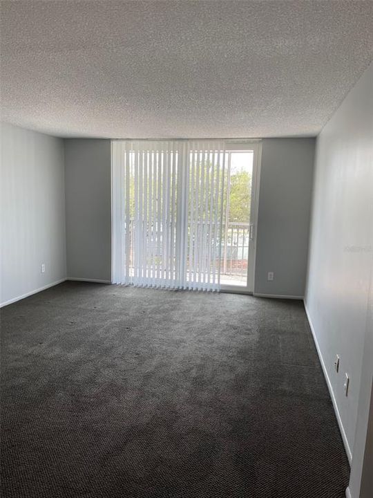 Living room with sliding glass doors to lanai