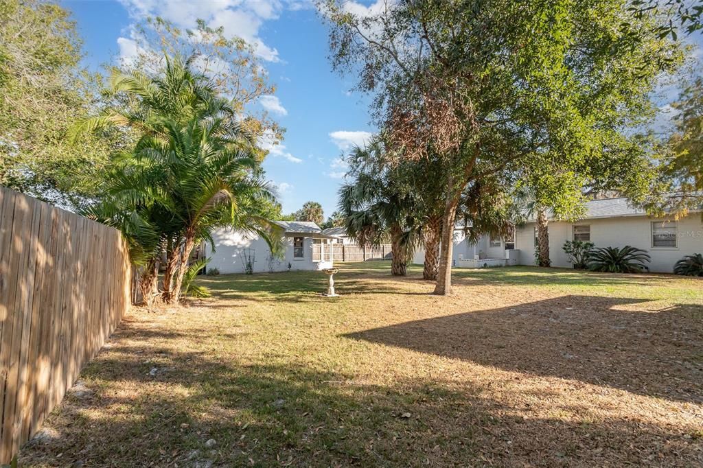 Huge backyard, home to right and Bonus cottage to the left