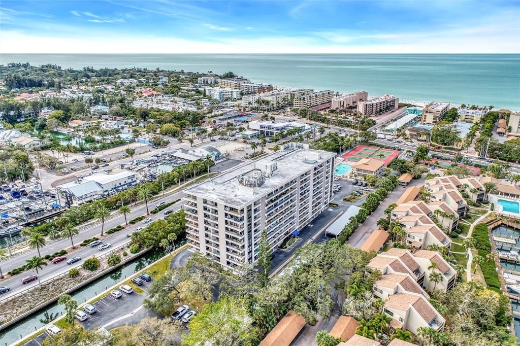 AERIAL VIEW OF CONDO BUILDING & GULF OF MEXICO