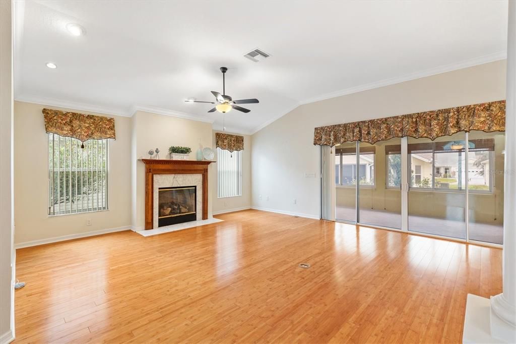 Gas fireplace in living room.