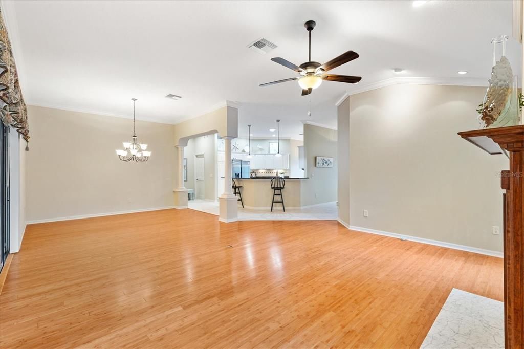 Gleaming bamboo hardwood floors.