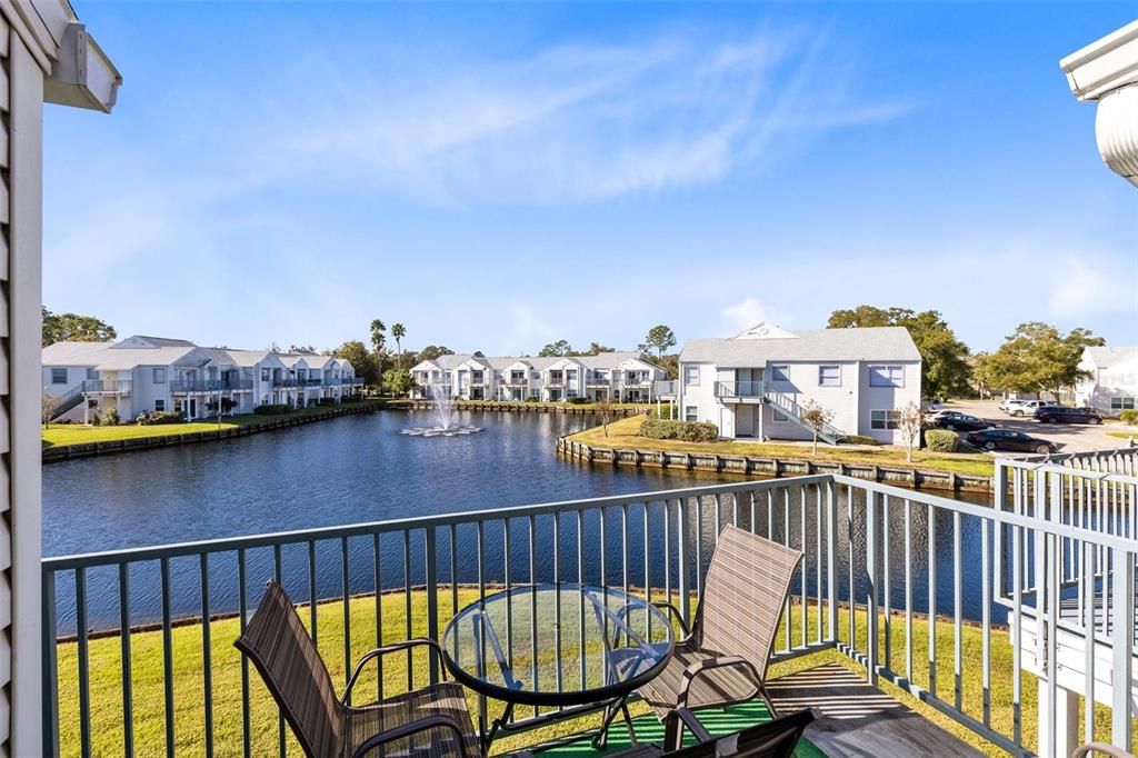 coffee to the sound of the fountain or unwinding with a cocktail at sunset. Plus, there's a storage closet on the balcony for added convenience.