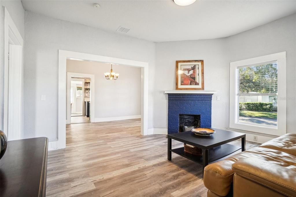 Living Room Wood Burning Fireplace