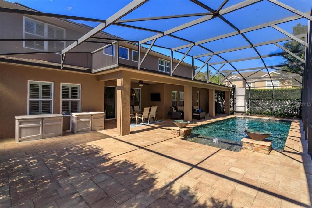 Pool and deck w/ large pavers