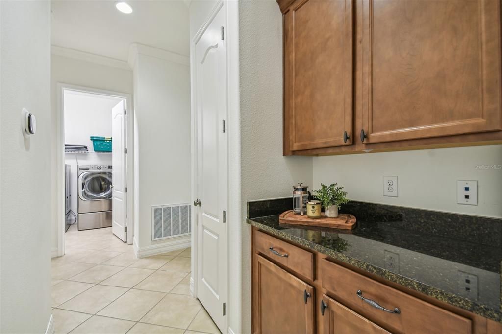 Butler pantry and laundry room