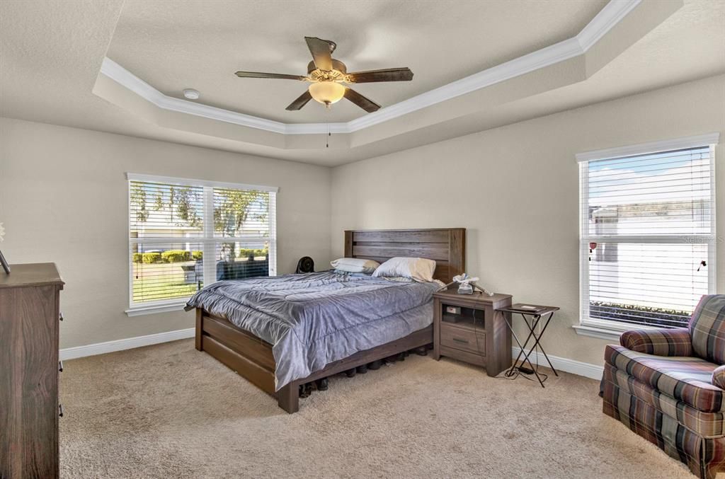 Primary Bedroom with Tray Ceiling/Crown Molding