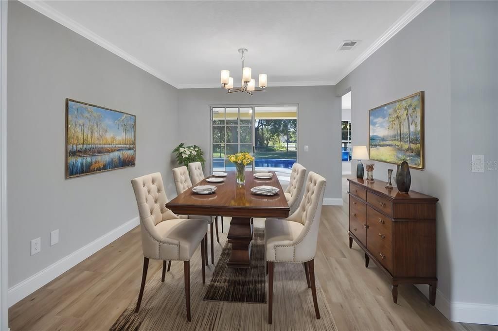 virtually staged dining room