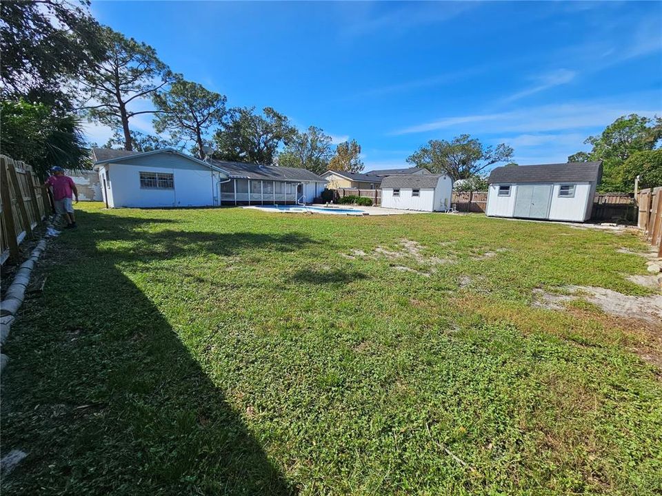 View from the back of the yard toward house