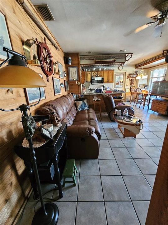 family room open to kitchen