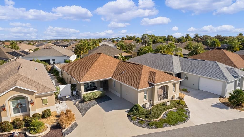 AERIAL VIEW FROM THE FRONT OF THE VILLA.