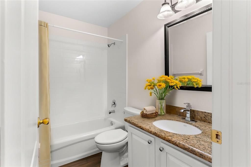 Second floor hall bathroom virtual staged