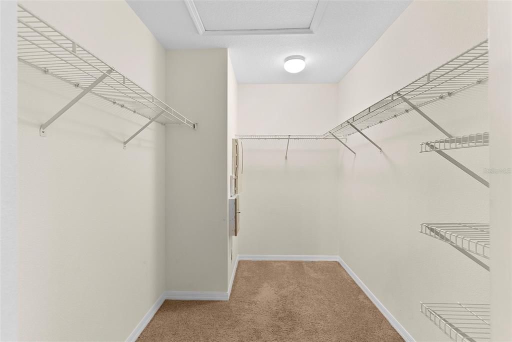 Large walk in closet in master bedroom