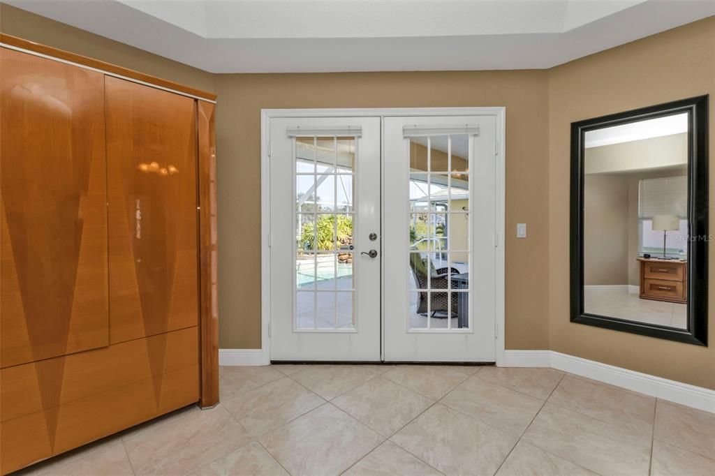 The French doors out to the lanai and pool/spa area.