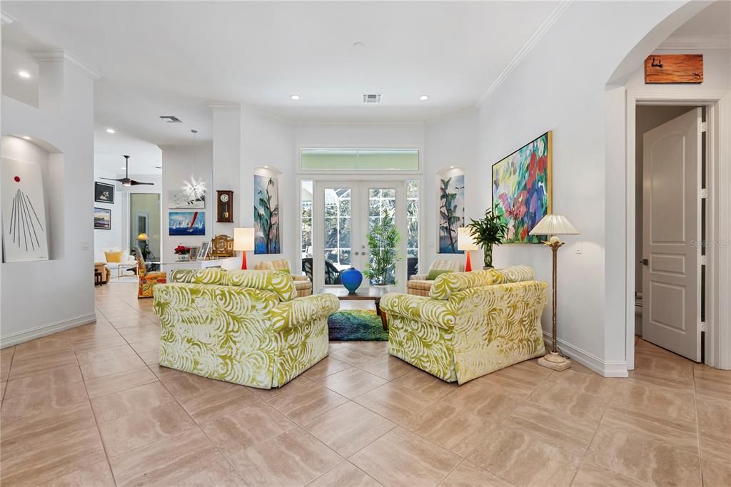 Living Room with French Doors to Lanai