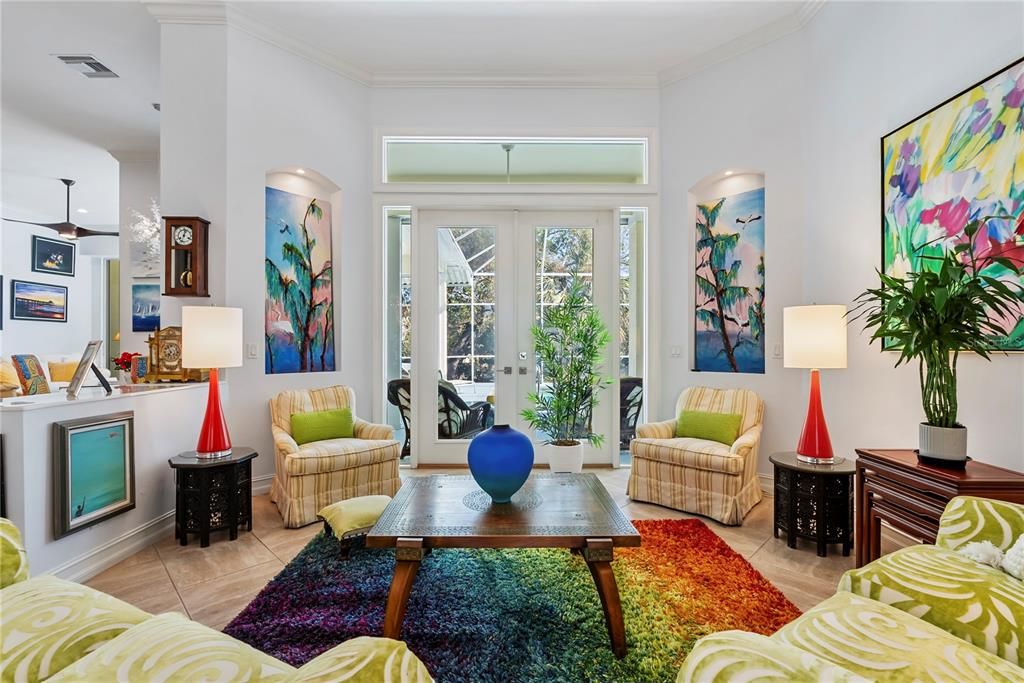 Living Room with French Doors to Lanai