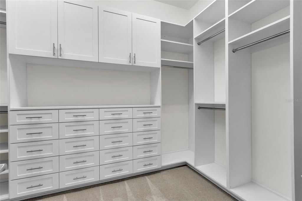 Spacious Primary Custom Walk in Closet