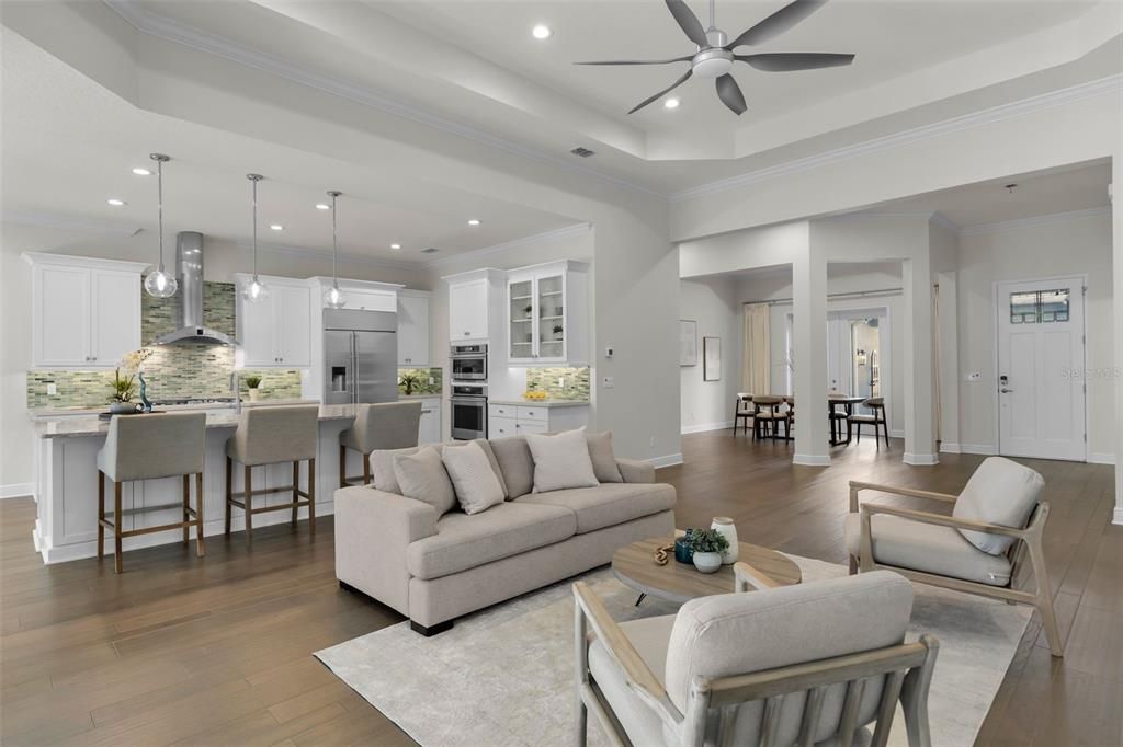 Walk into a beautiful open concept with a spacious living room, chef inspired kitchen and elegant dining room!