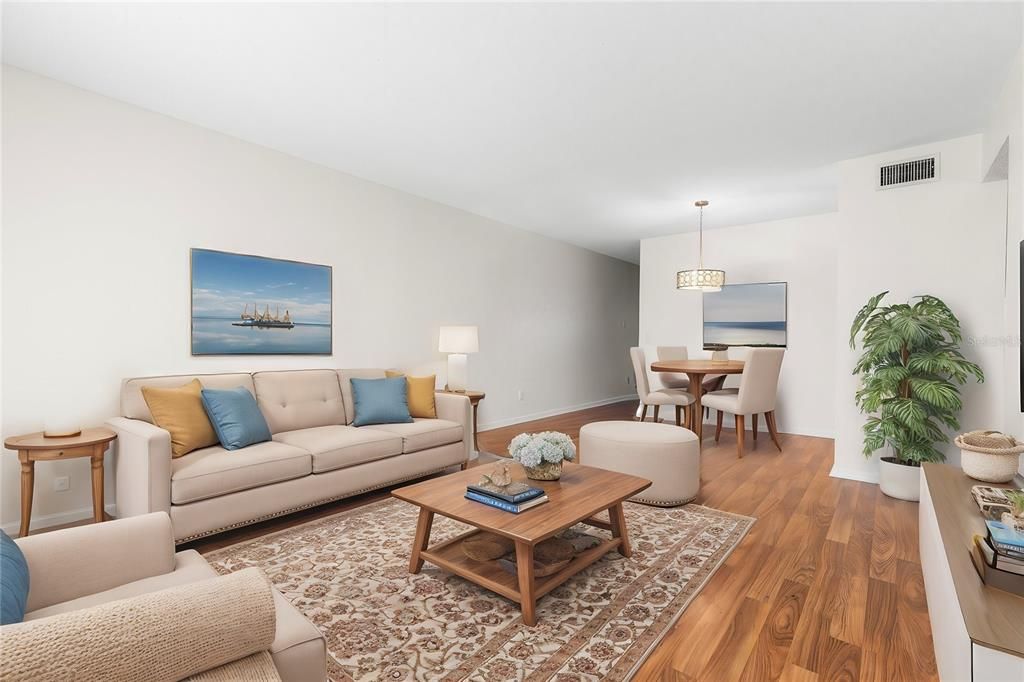 Living room / Dining Room combo with doorway leading to the kitchen area