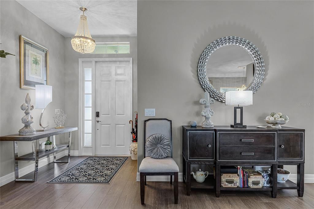 Entry foyer spills into great room