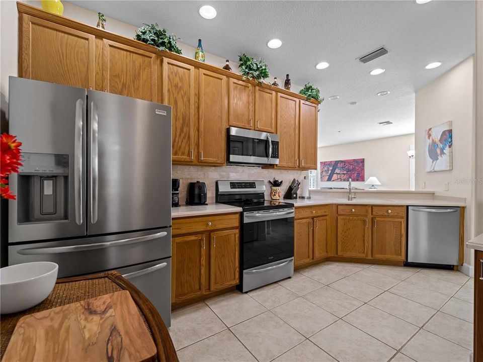 Spacious Kitchen with Stainless Steel Appliances.