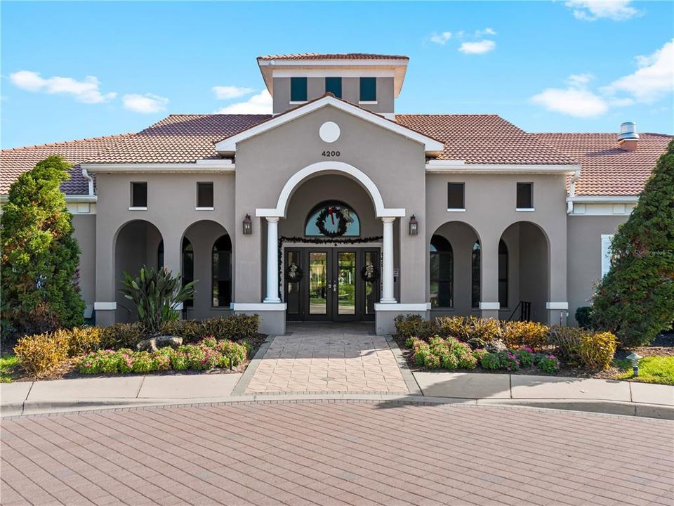 The main entrance to the LakeRidge Falls Club House and Amenity Center.