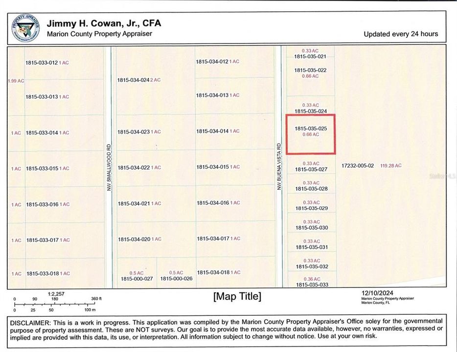 county map with acreage and APN #'s