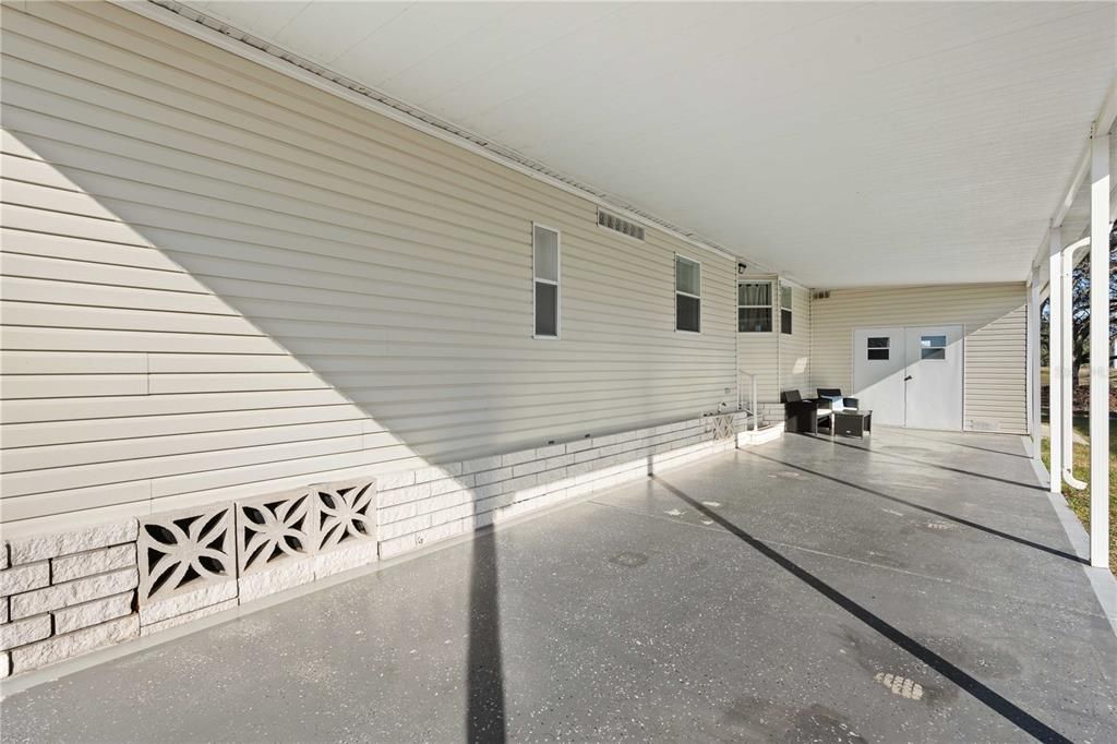 Golf cart garage and storage area.