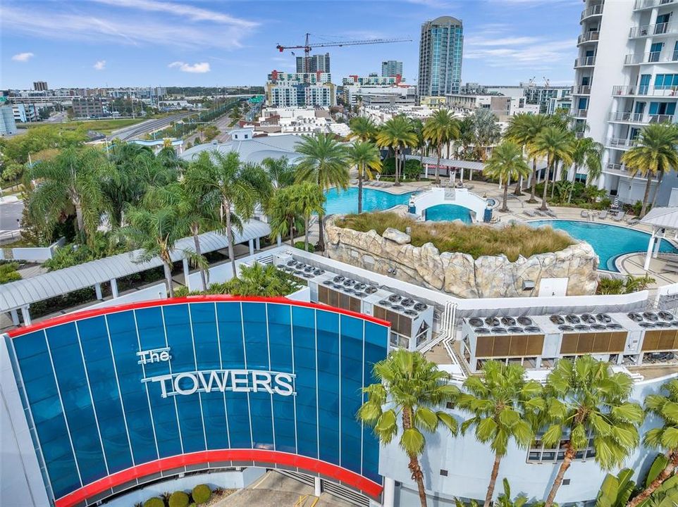 12th St Entrance Aerial with 5th Floor Pool