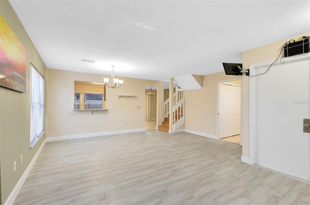 View from Front Door - Living Room - New Tile Flooring